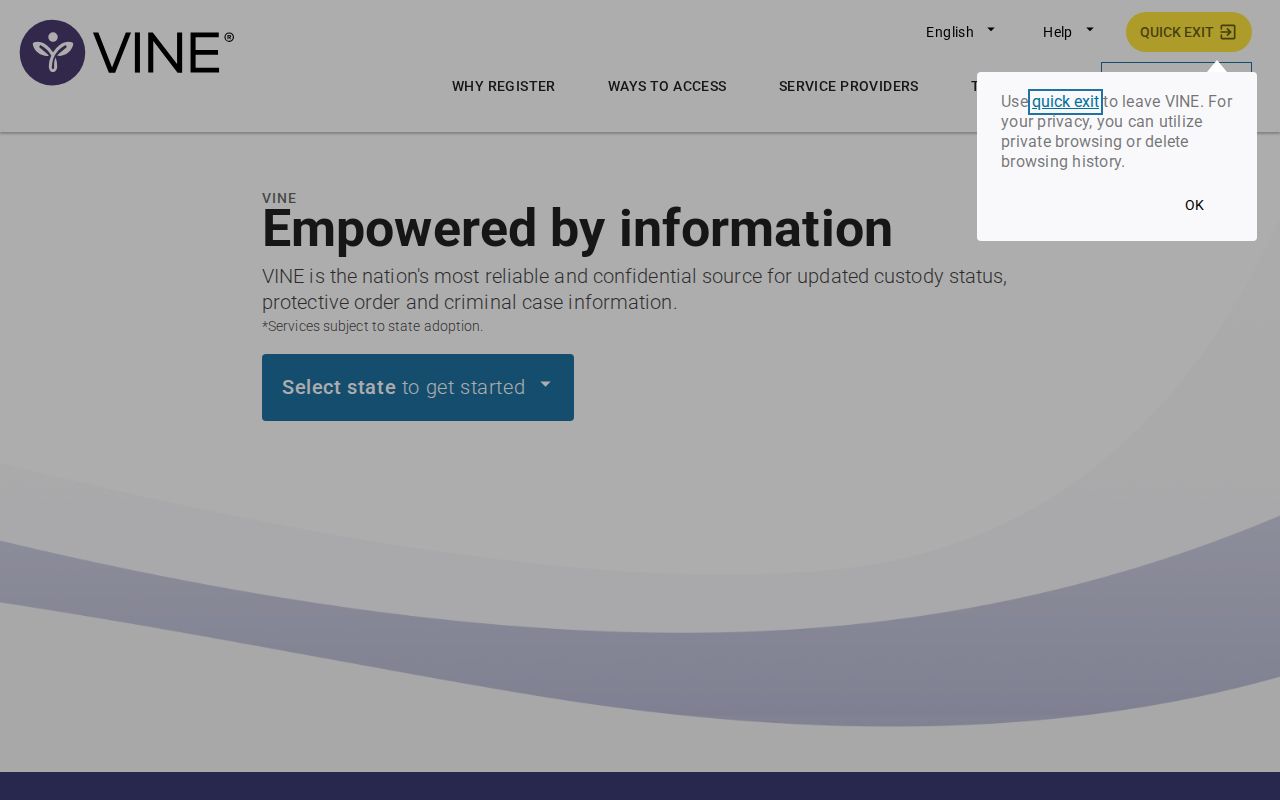 VINELink custody search entry screen
